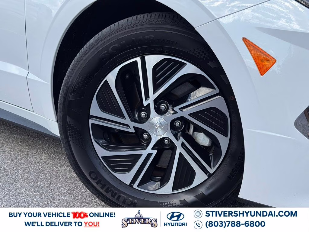 2023 Serenity White Hyundai Sonata Hybrid Blue FWD Sedan