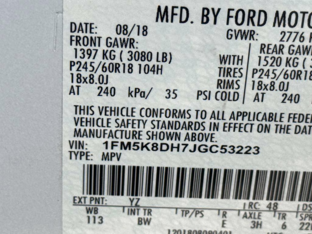 2018 Oxford White Ford Explorer XLT 4X4 SUV