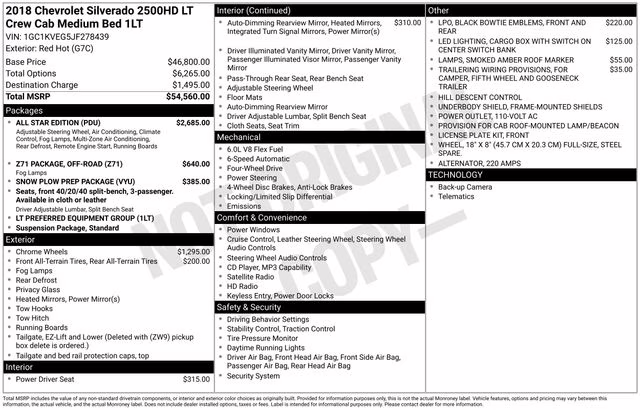 2018 Red Hot Chevrolet Silverado 2500HD LT 4X4 Truck