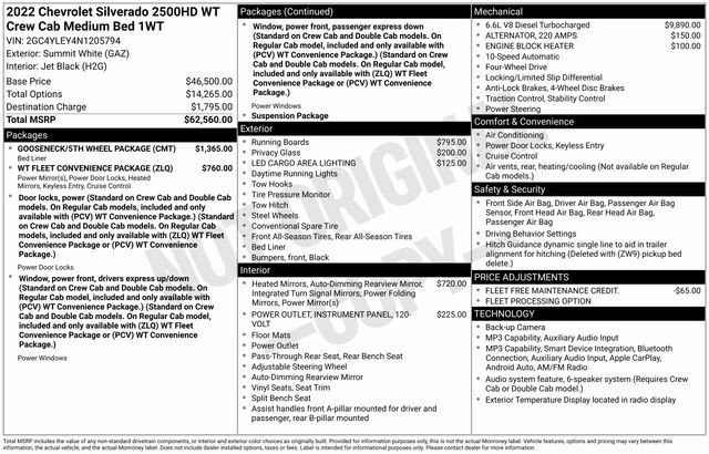 2022 Summit White Chevrolet Silverado 2500HD Work Truck 4X4 Truck