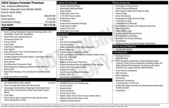 2024 Gray Metallic Subaru Forester Premium AWD SUV