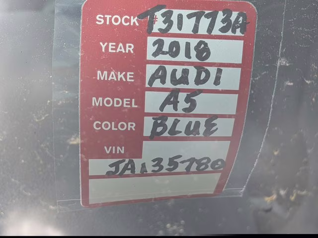 2018 Moonlight Blue Audi A5 Sportback Premium Plus AWD Hatchback