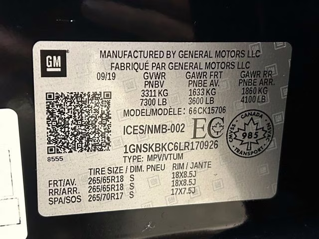 2020 Black Chevrolet Tahoe LT 4X4 SUV