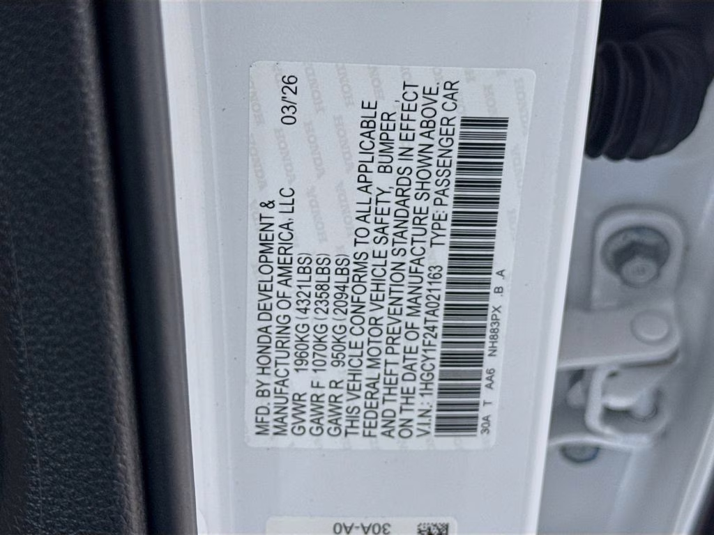 2026 Platinum White Pearl Honda Accord LX FWD Sedan