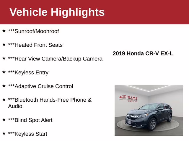 2019 Gunmetal Metallic Honda CR-V EX-L AWD SUV