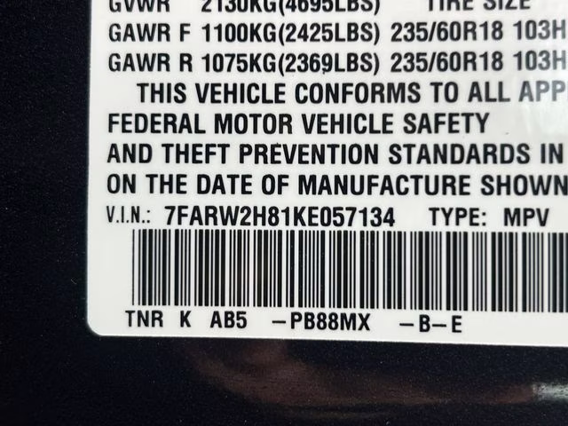 2019 Gunmetal Metallic Honda CR-V EX-L AWD SUV