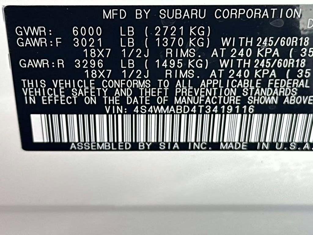 2026 Crystal White Pearl Subaru Ascent Premium AWD SUV