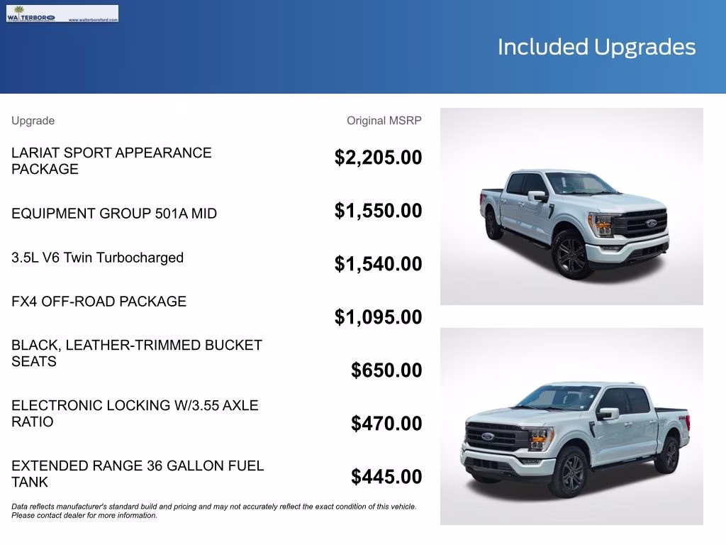 2022 White Metallic Ford F-150 Lariat 4X4 Truck