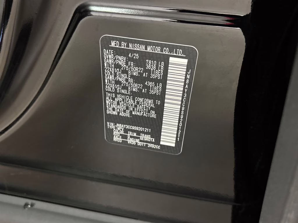 2025 Super Black Nissan Armada Platinum Reserve 4X4 SUV