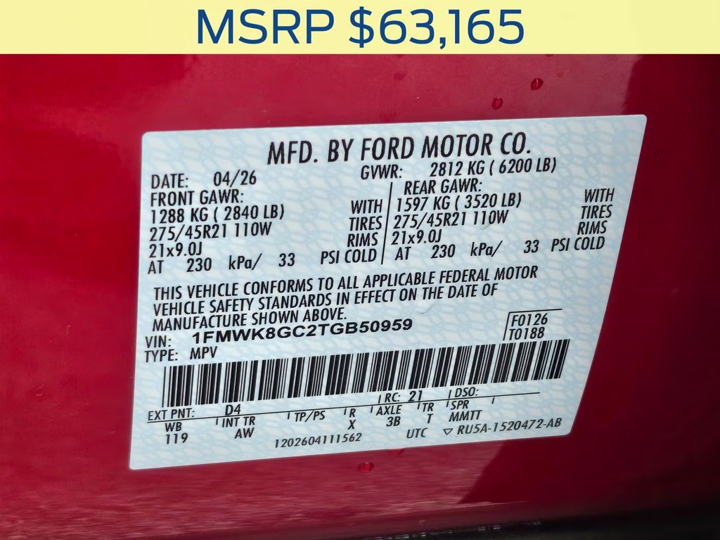 2026 Rapid Red Metallic Tinted Clearcoat Ford Explorer ST 4X4 SUV