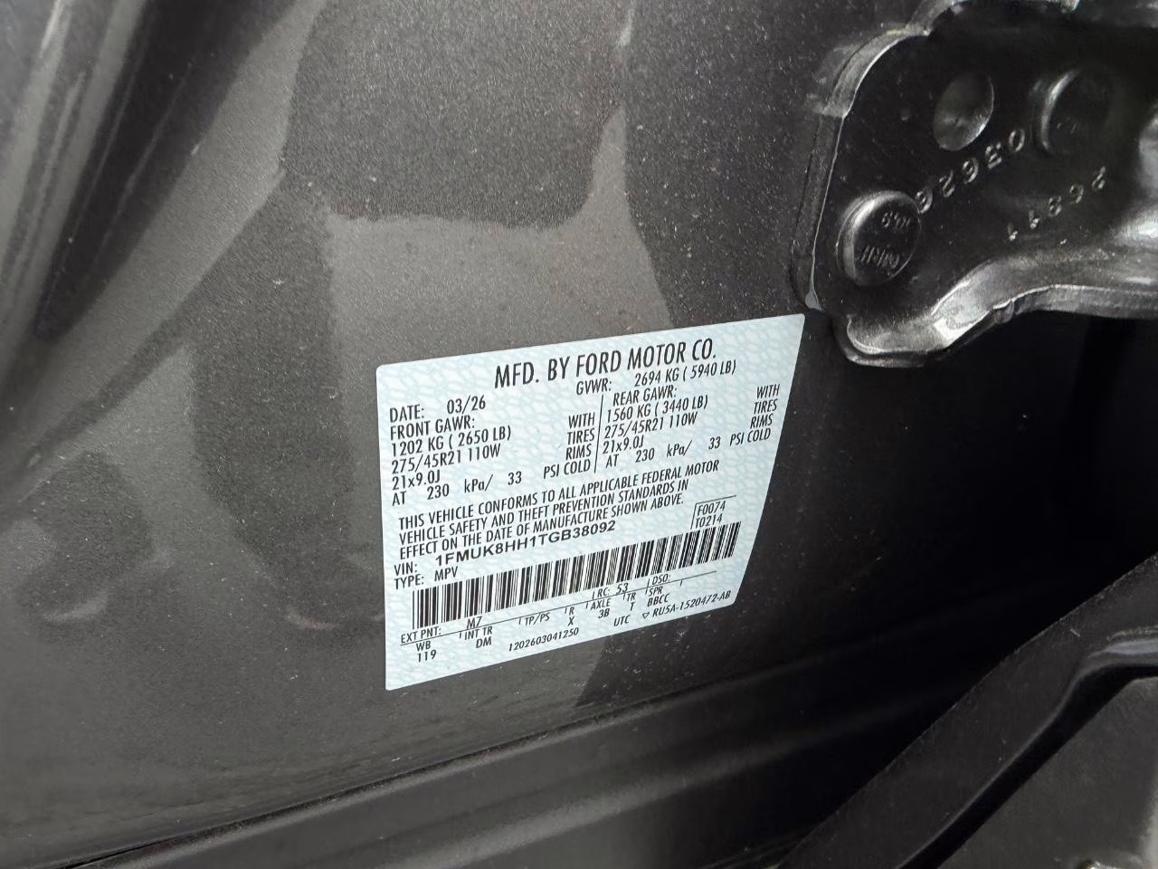 2026 Carbonized Gray Metallic Ford Explorer Platinum 4X4 SUV