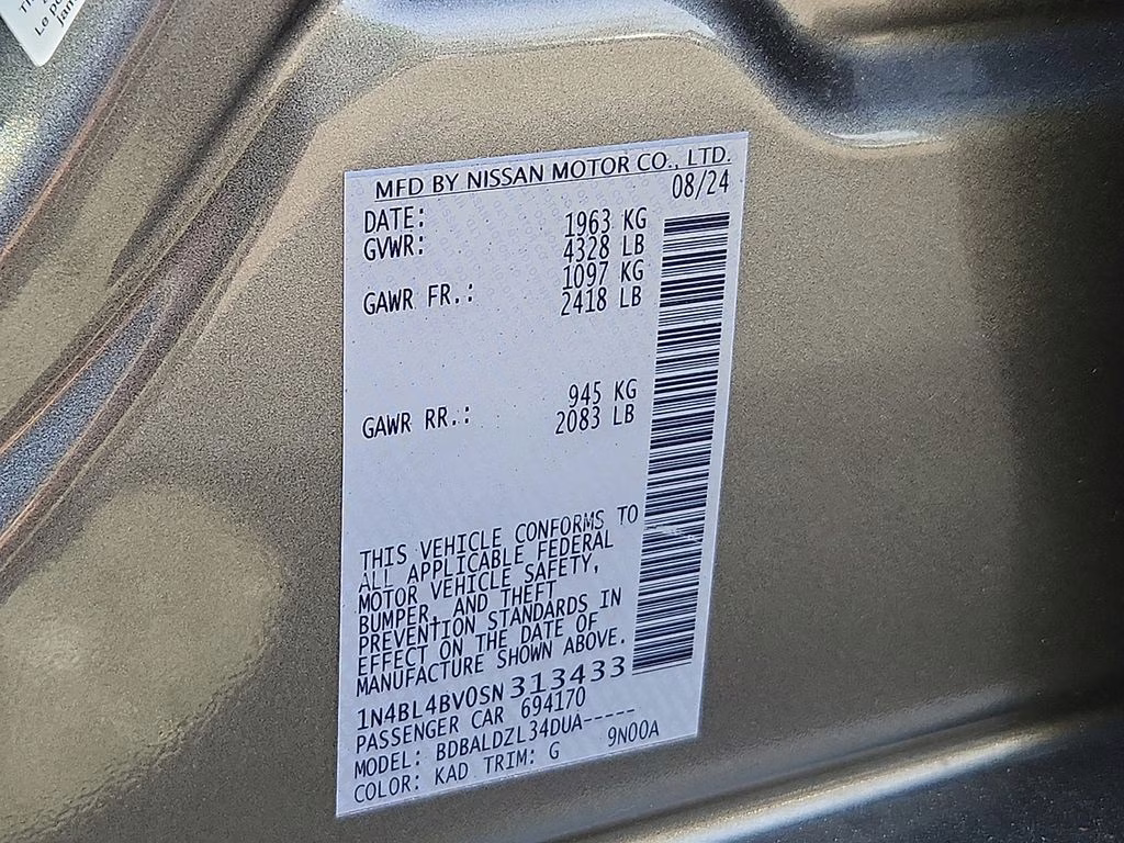 2025 Gun Metallic Nissan Altima 2.5 S FWD Sedan