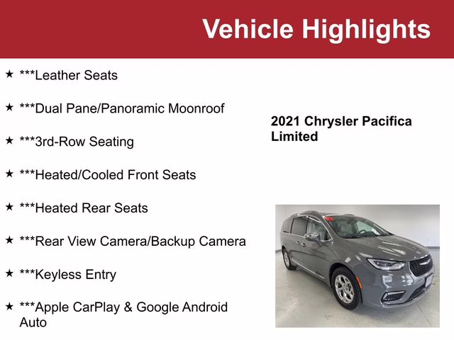 2021 Ceramic Gray Clearcoat Chrysler Pacifica Limited AWD Van