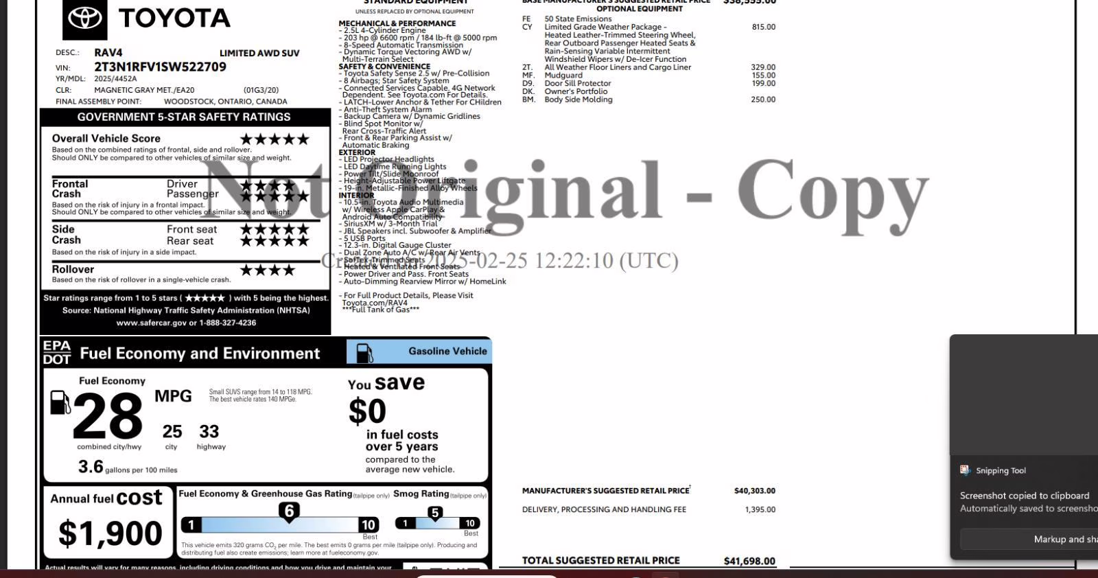 2025 Magnetic Gray Metallic Toyota RAV4 Limited AWD SUV