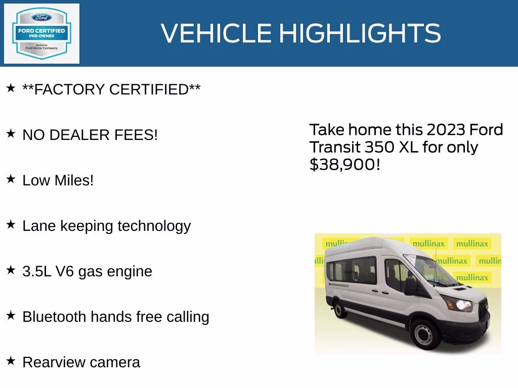 2023 Oxford White Ford Transit-350 XL RWD Crossover