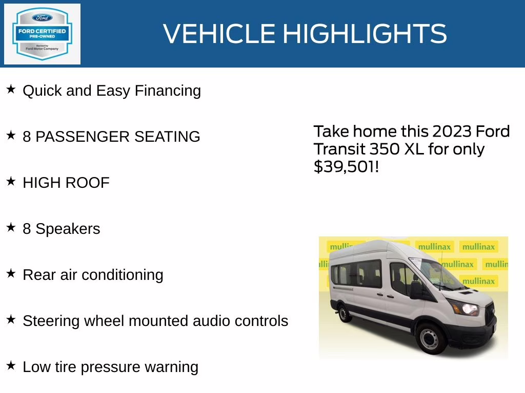 2023 Oxford White Ford Transit-350 XL RWD Crossover