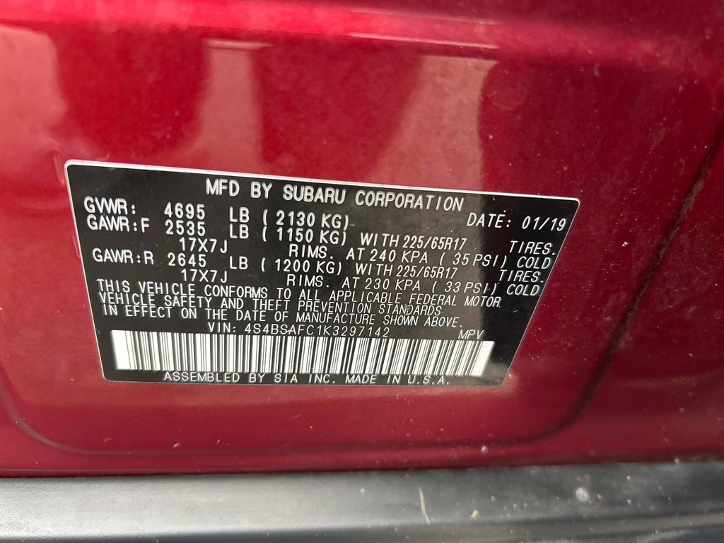 2019 Crimson Red Pearl Subaru Outback 2.5i Premium AWD SUV