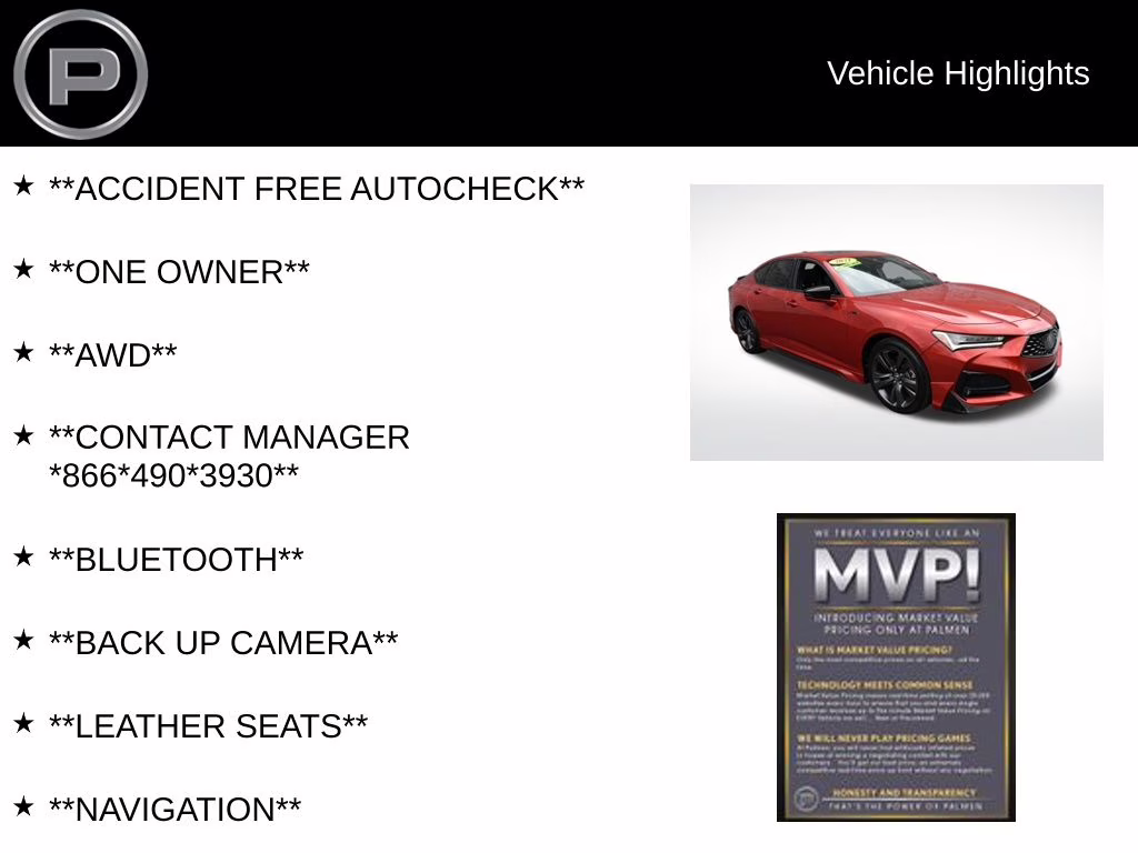 2021 Red Acura TLX A-Spec Package AWD Sedan