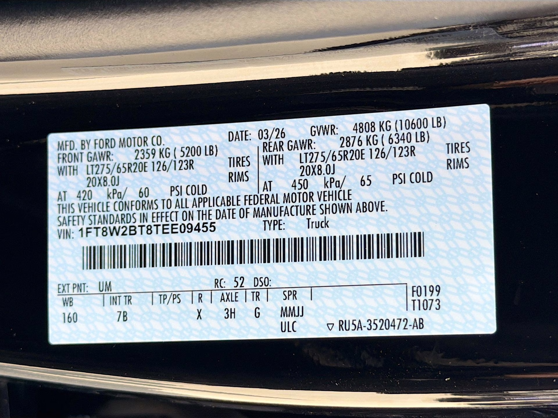 2026 Agate Black Metallic Ford Super Duty F-250 SRW Platinum 4X4 Truck