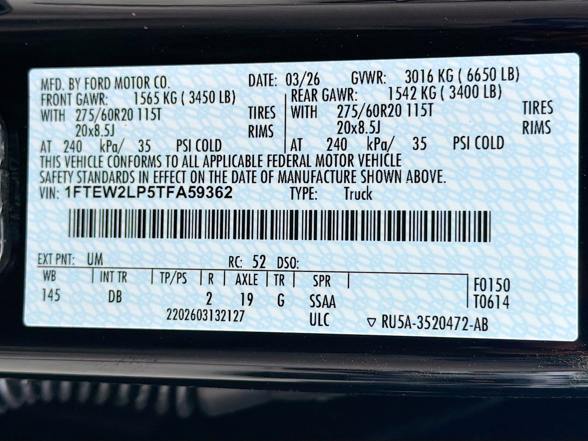 2026 Agate Black Metallic Ford F-150 STX 4X4 Truck