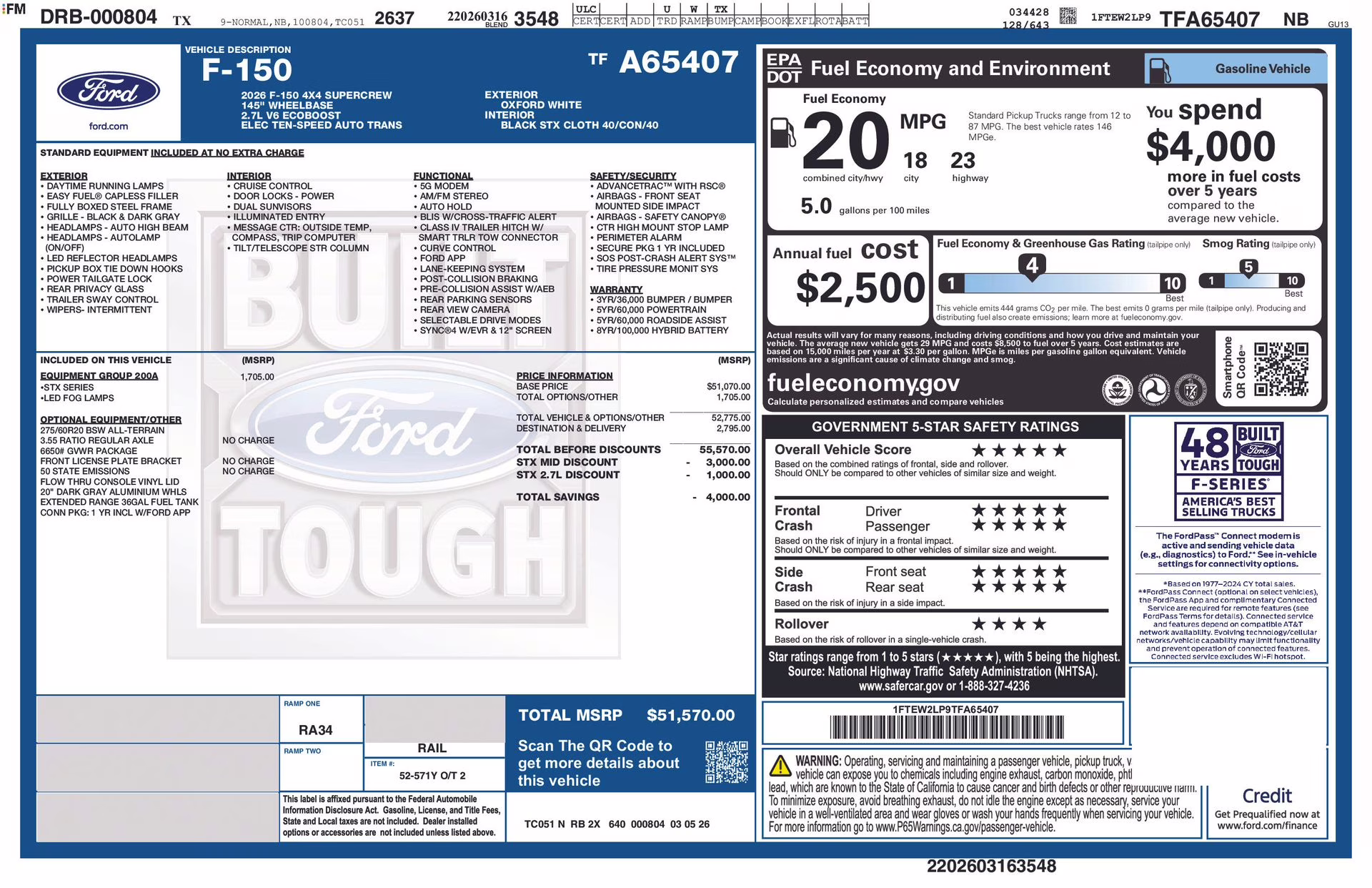 2026 Oxford White Ford F-150 STX 4X4 Truck