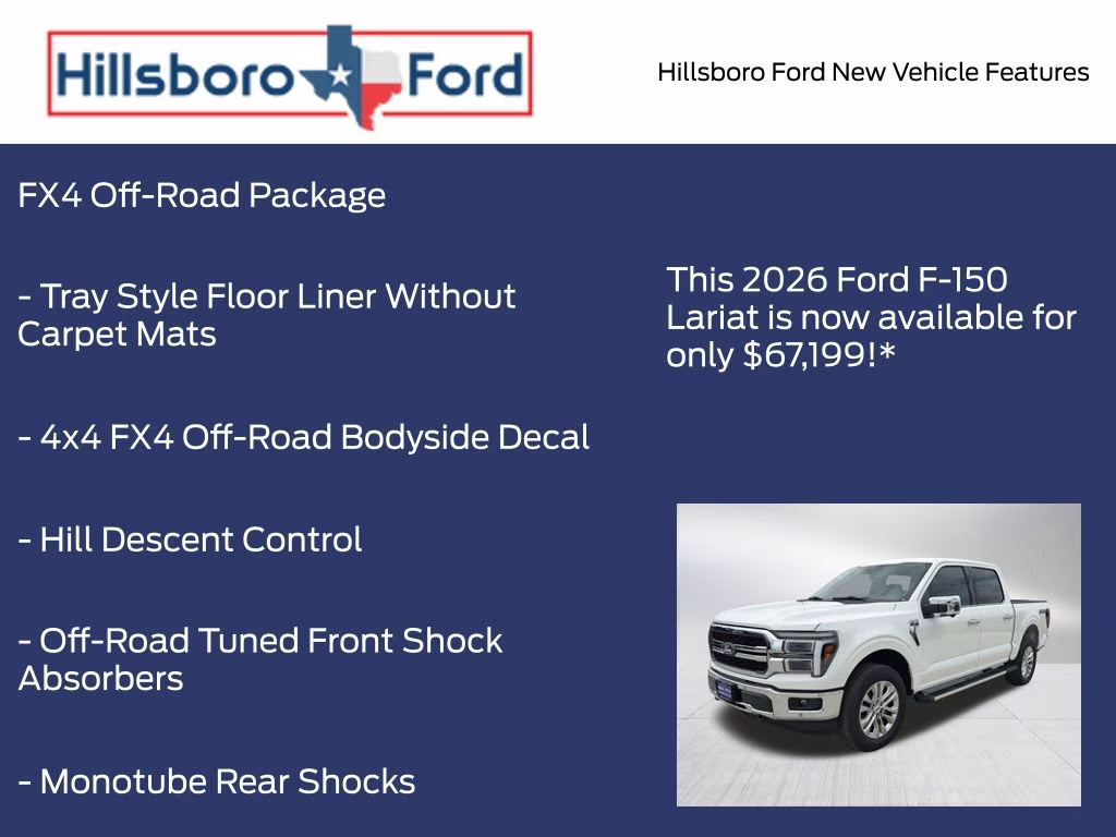 2026 Star White Metallic Tri-Coat Ford F-150 Lariat 4X4 Truck