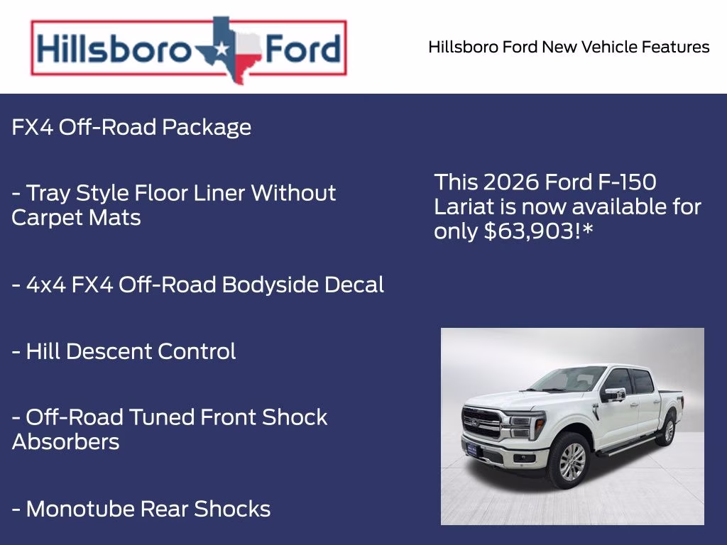 2026 Star White Metallic Tri-Coat Ford F-150 Lariat 4X4 Truck