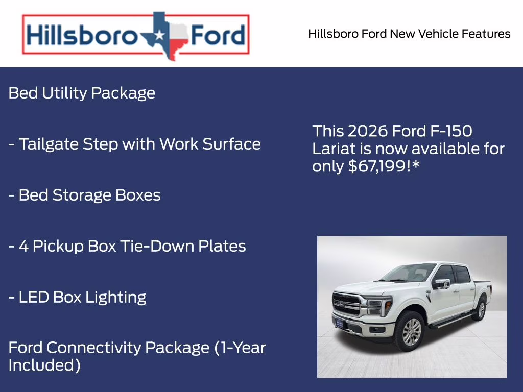 2026 Star White Metallic Tri-Coat Ford F-150 Lariat 4X4 Truck