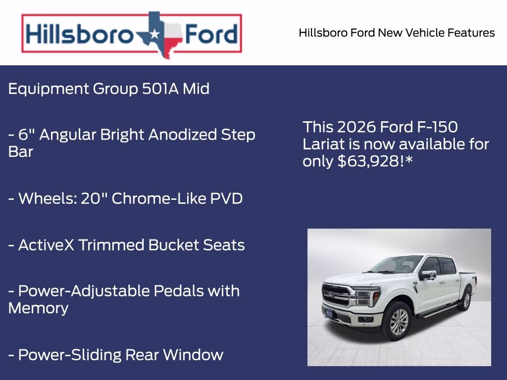 2026 Star White Metallic Tri-Coat Ford F-150 Lariat 4X4 Truck