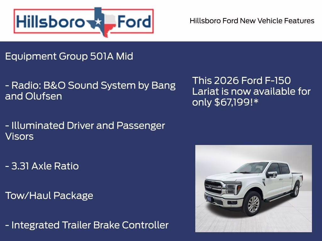 2026 Star White Metallic Tri-Coat Ford F-150 Lariat 4X4 Truck