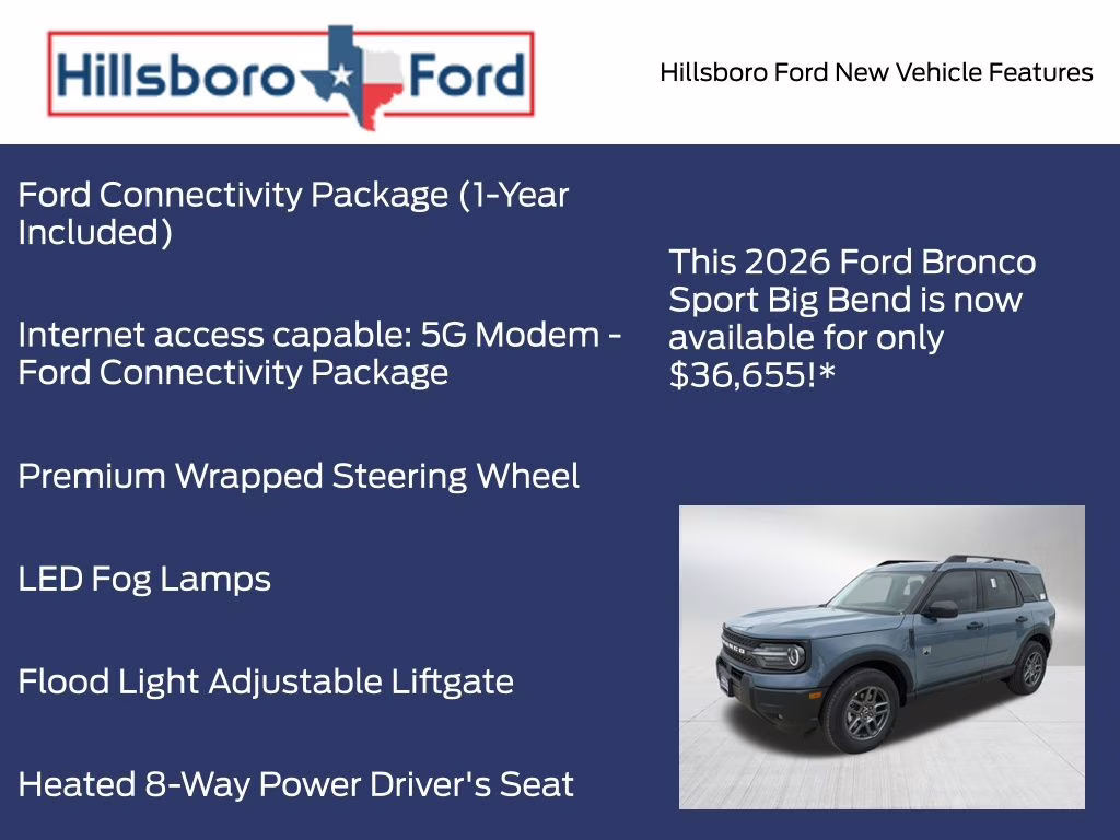 2026 Azure Gray Metallic Tri-Coat Ford Bronco Sport Big Bend 4X4 SUV