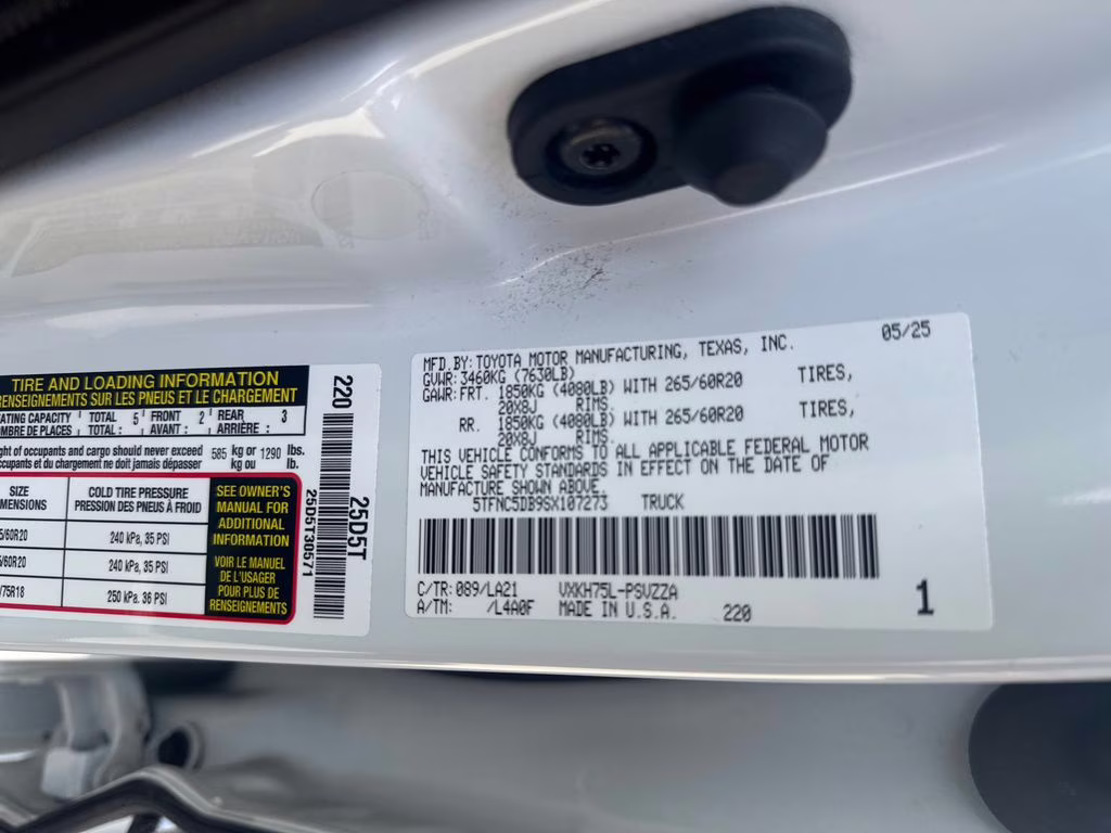 2025 Pearl Toyota Tundra Hybrid Platinum 4X4 Truck