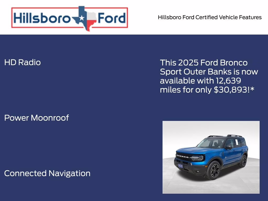 2025 Velocity Blue Metallic Ford Bronco Sport Outer Banks 4X4 SUV