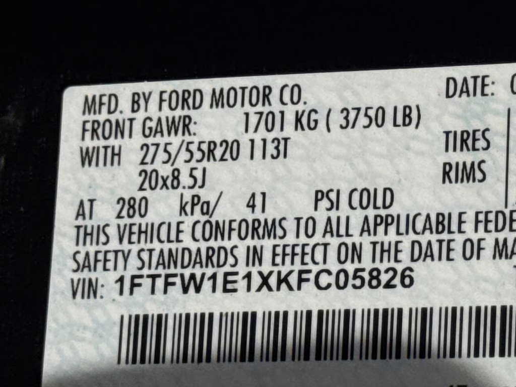 2019 Black Metallic Ford F-150 Lariat 4X4 Truck