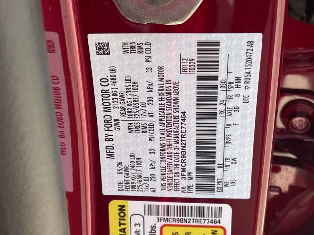 2026 Ruby Red Metallic Tinted Clearcoat Ford Bronco Sport Big Bend 4X4 SUV