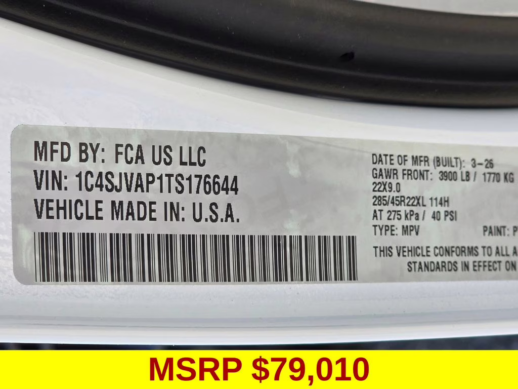 2026 Bright White Clearcoat Jeep Grand Wagoneer 4X4 SUV