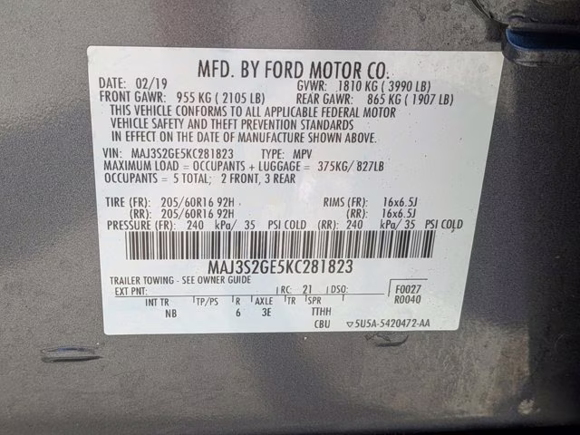 2019 Smoke Metallic Ford EcoSport SE FWD SUV