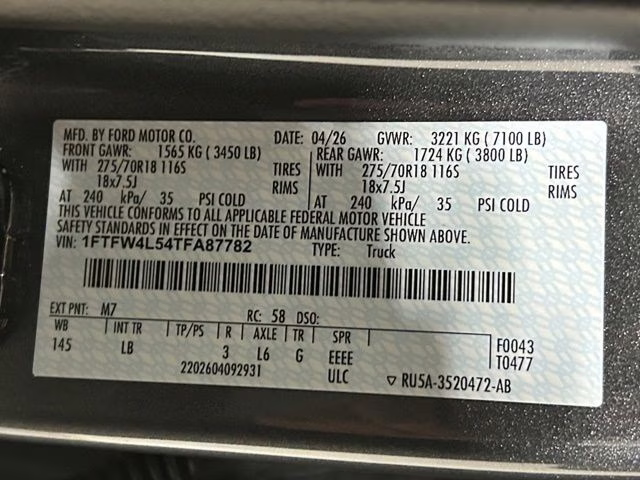 2026 Carbonized Gray Metallic Ford F-150 Tremor 4X4 Truck