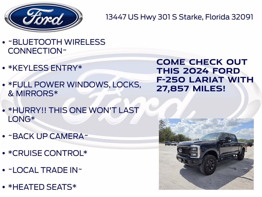 2024 Blue Metallic Ford Super Duty F-250 SRW Lariat 4X4 Truck