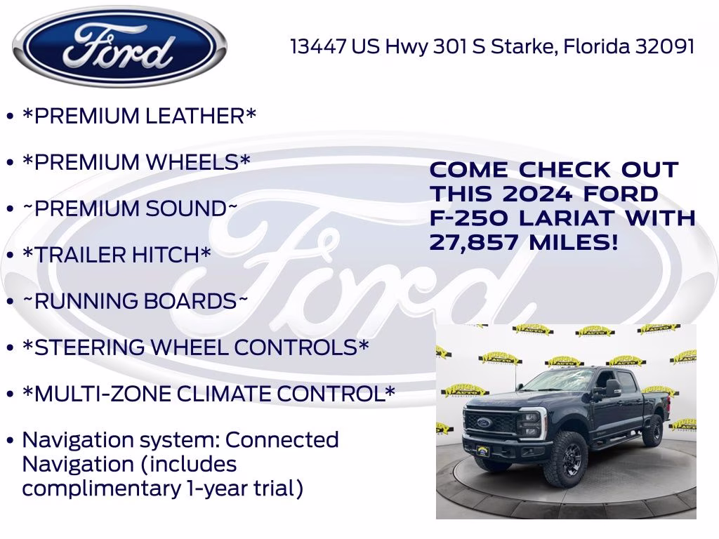 2024 Blue Metallic Ford Super Duty F-250 SRW Lariat 4X4 Truck