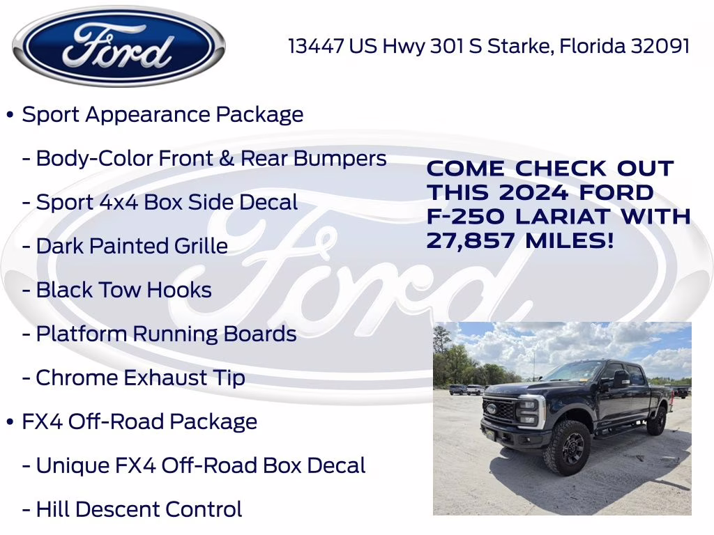 2024 Blue Metallic Ford Super Duty F-250 SRW Lariat 4X4 Truck