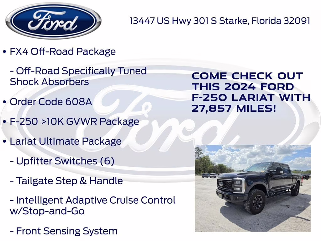 2024 Blue Metallic Ford Super Duty F-250 SRW Lariat 4X4 Truck