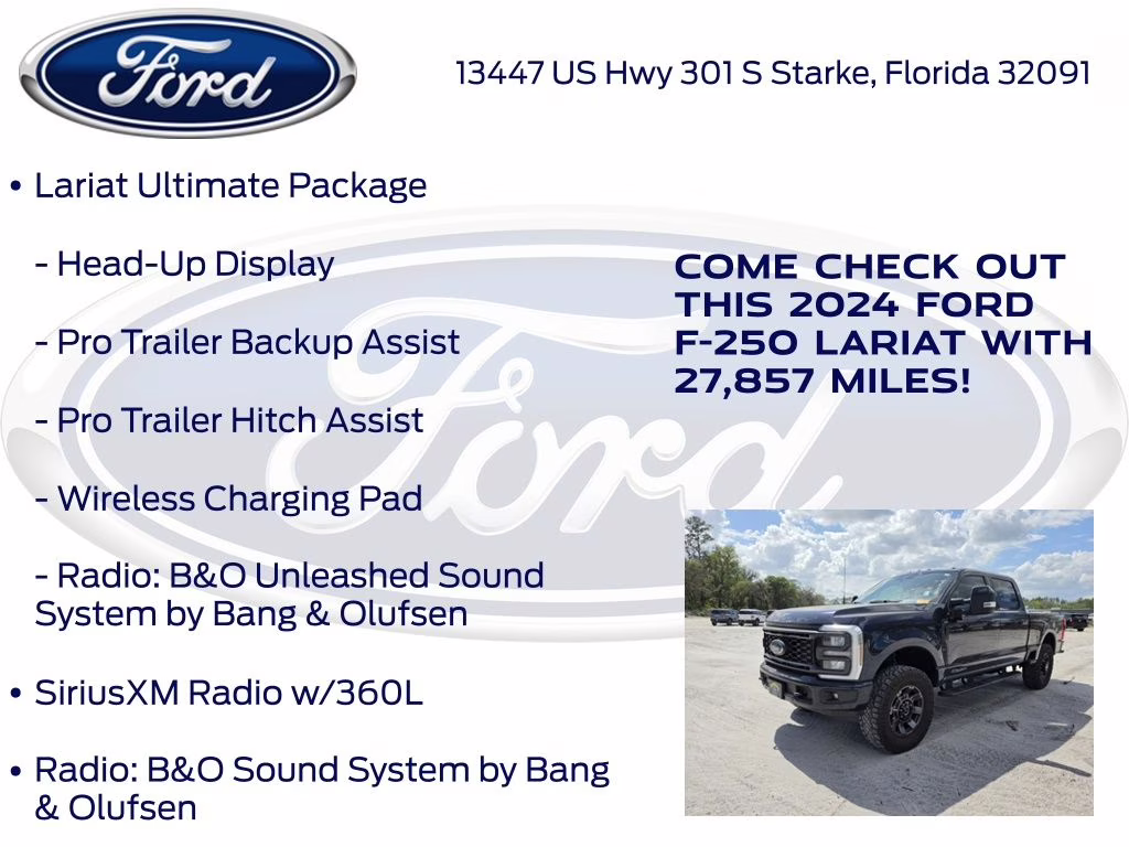 2024 Blue Metallic Ford Super Duty F-250 SRW Lariat 4X4 Truck