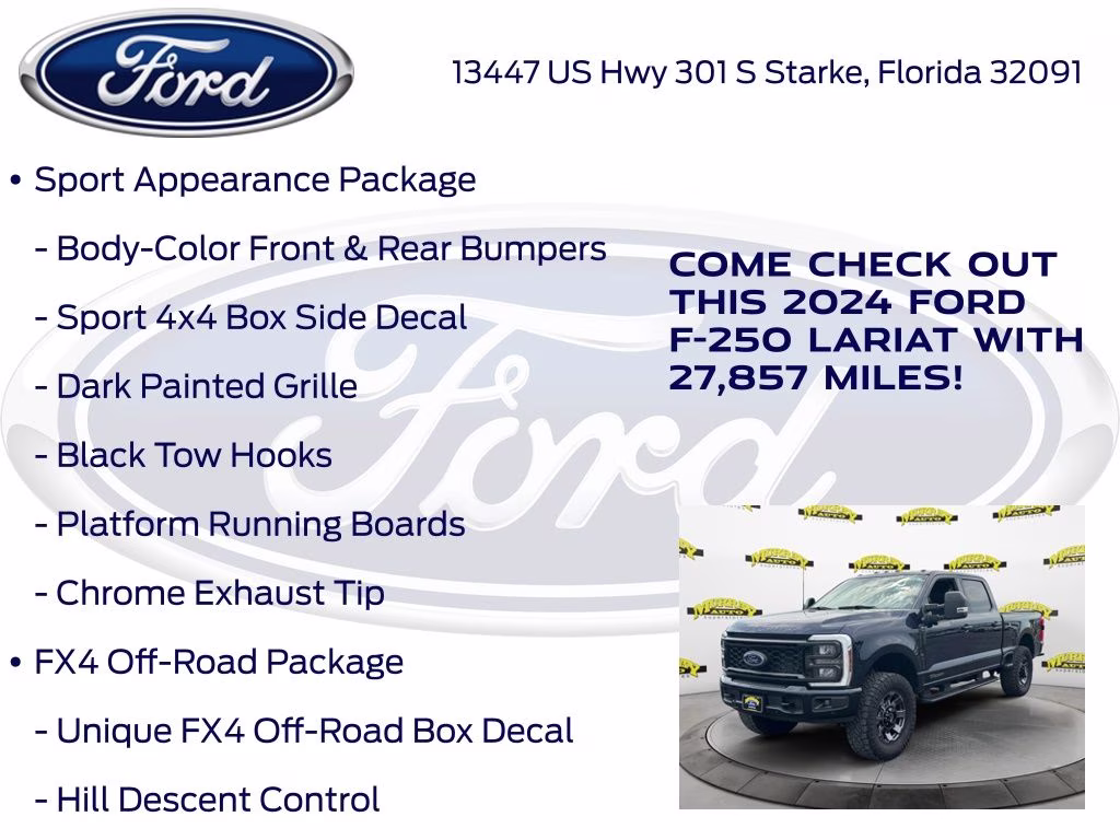 2024 Blue Metallic Ford Super Duty F-250 SRW Lariat 4X4 Truck