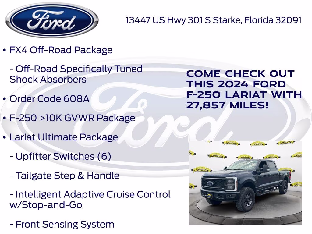 2024 Blue Metallic Ford Super Duty F-250 SRW Lariat 4X4 Truck