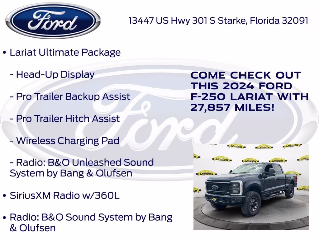2024 Blue Metallic Ford Super Duty F-250 SRW Lariat 4X4 Truck