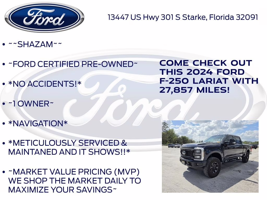 2024 Blue Metallic Ford Super Duty F-250 SRW Lariat 4X4 Truck