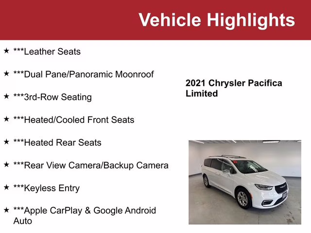 Used 2021 Chrysler Pacifica Limited with VIN 2C4RC3GG5MR594874 for sale in Waite Park, Minnesota