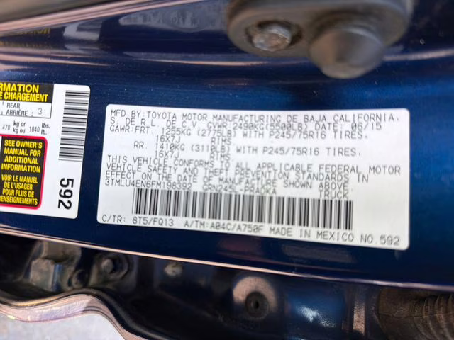 2015 Blue Ribbon Metallic Toyota Tacoma Base 4X4 Truck