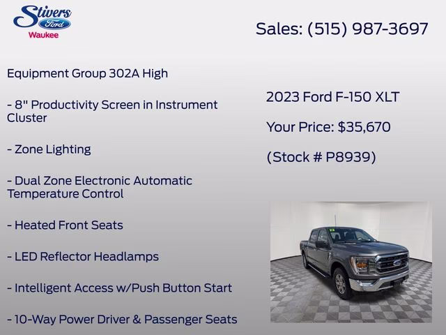 2023 Gray Metallic Ford F-150 XLT 4X4 Truck